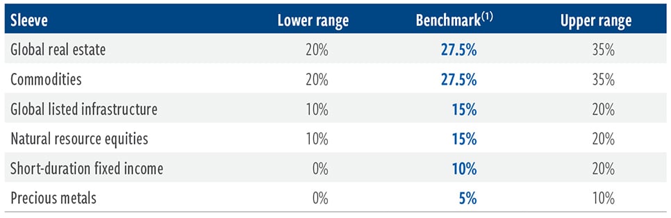 Strategic benchmark weights and permitted allocation ranges